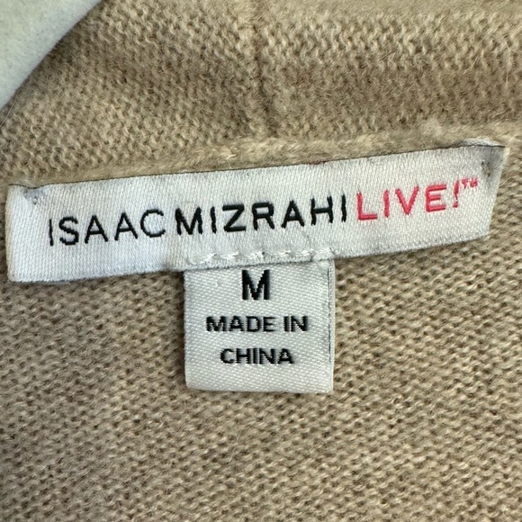 Isaac Mizrahi Live! Open Front Cardigan Sweater MediumTan100% Cashmere - Picture 11 of 12